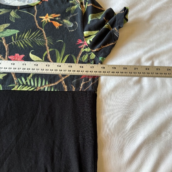 Zara Man Short Sleeve Tropical Forest T-Shirt Black Size Small Floral Casual - Picture 5 of 8